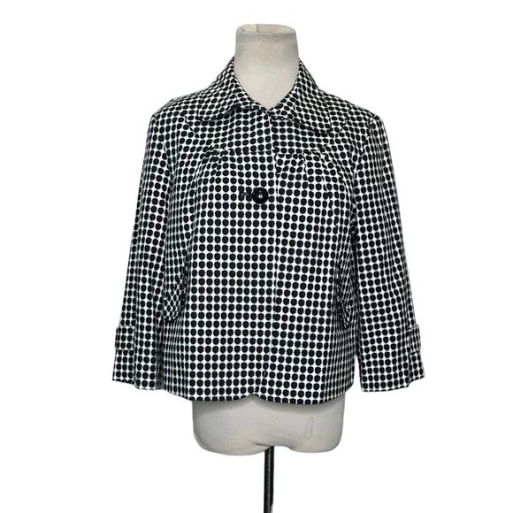 Worthington white black polka dots one button blazer size Medium - Picture 1 of 11